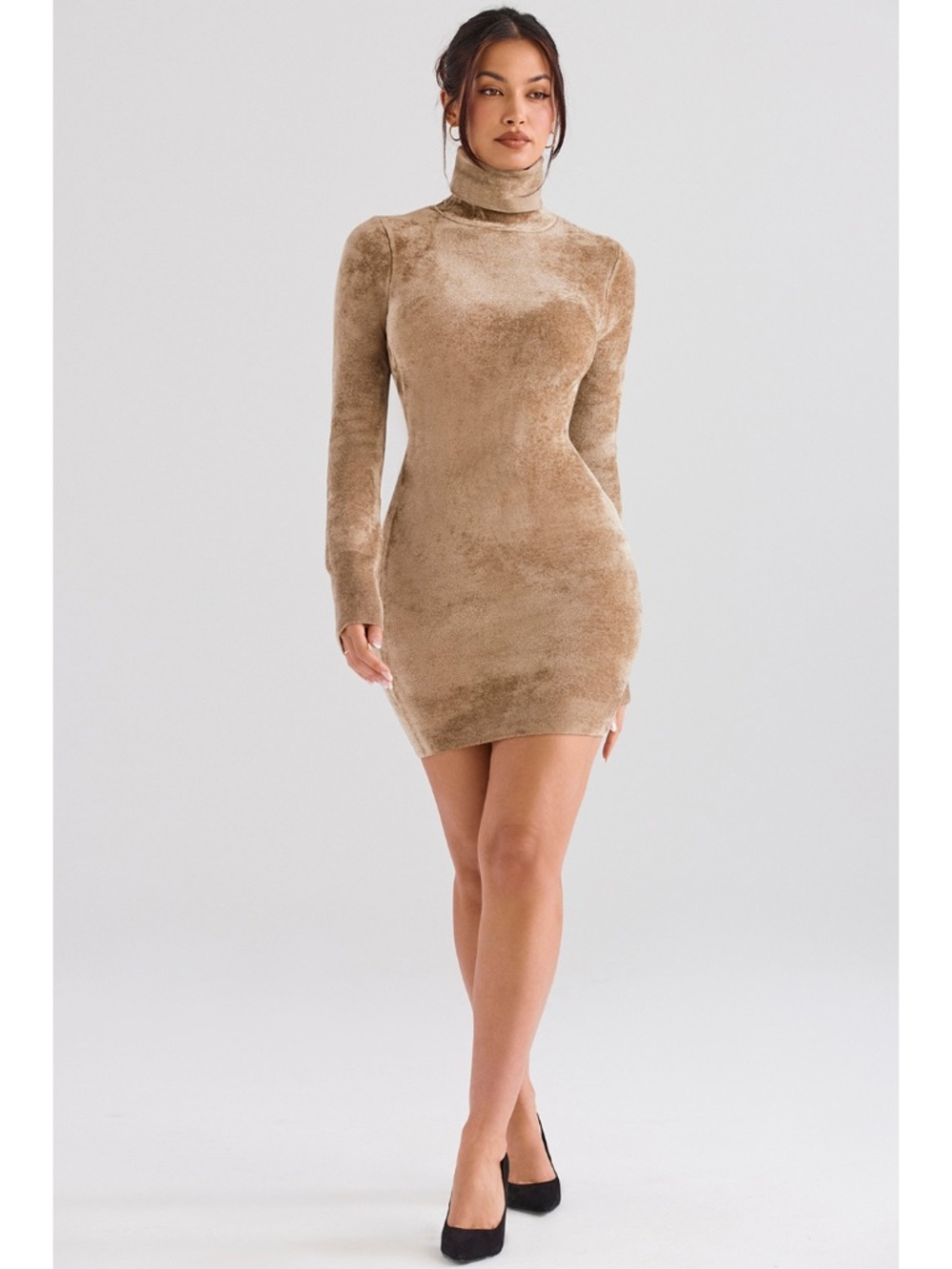 NEW House of CB Taya Chenille Mini Dress Musk Small